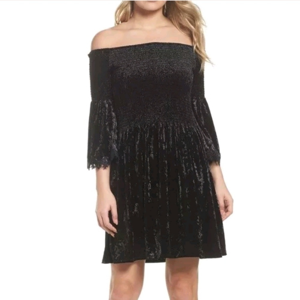 Kobi Halperin Black Velvet ShiftDonella Dress